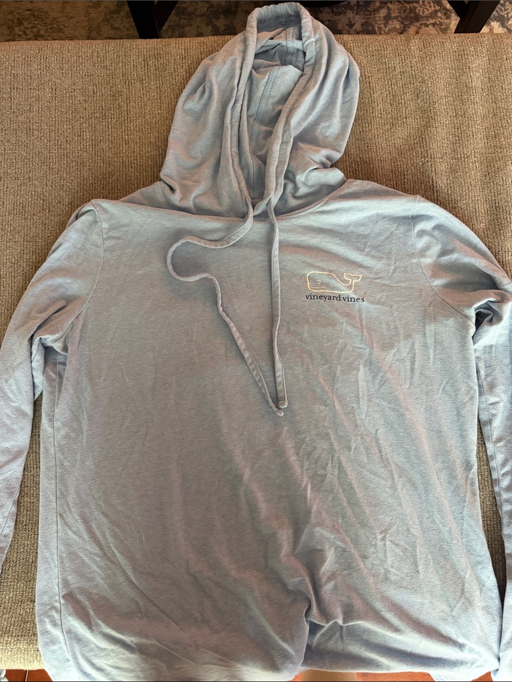 Vineyard Vines Pale Blue Hoodie with Whale Logo